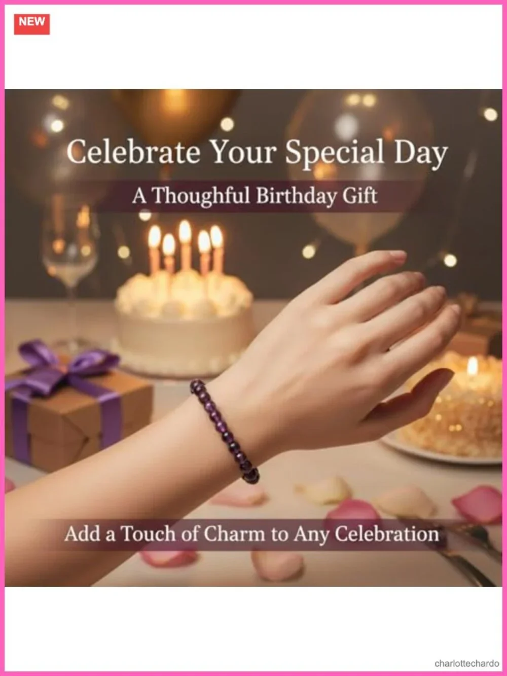 Amethyst Crystal Beaded Stretch Bracelet for Women Healing Gift